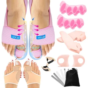 11pcs Bunion Corrector for Women & Men - Bunion Relief Kit with Toe Separators and Bunion Splints Hammer and Big Toe Separator, Spacers and Straighteners, Exercise Strap for Hallux Valgus Correction