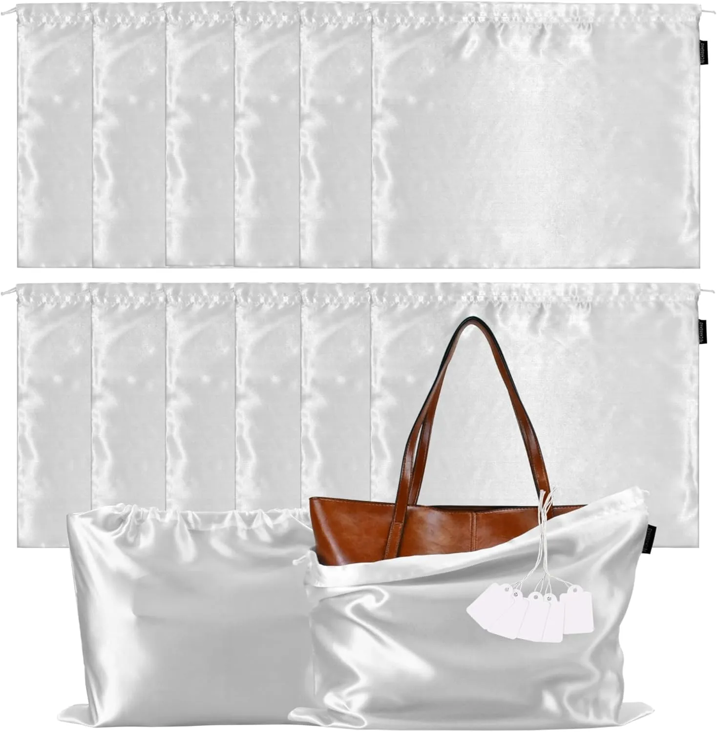 12 Pack Dust Bags for Handbags Storage Silk Cloth Bag With Drawstring Travel Storage Pouch for Handbag Purse Shoes Boots