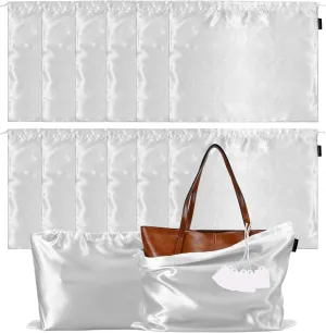 12 Pack Dust Bags for Handbags Storage Silk Cloth Bag With Drawstring Travel Storage Pouch for Handbag Purse Shoes Boots