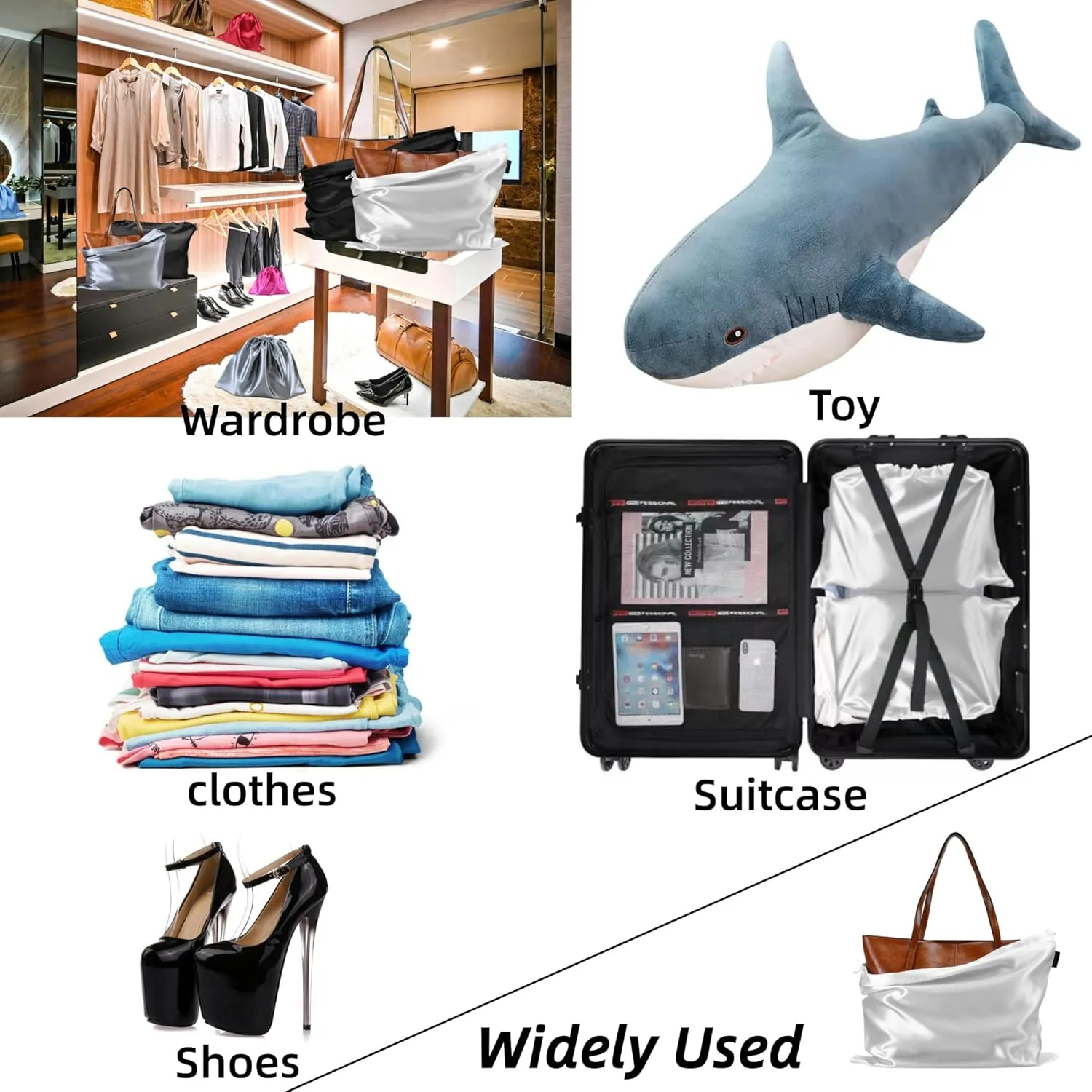 12 Pack Dust Bags for Handbags Storage Silk Cloth Bag With Drawstring Travel Storage Pouch for Handbag Purse Shoes Boots