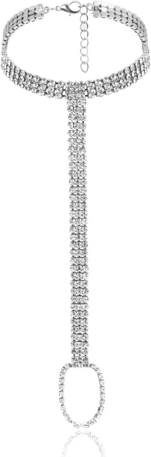 1Pair Bikini Rhinestone Barefoot Sandals Foot Chain Jewelry Wedding Crystal Leg Bracelet Toe Jewelry Summer Beach Rhinestone High Heel Anklet Shoe Chain for Women