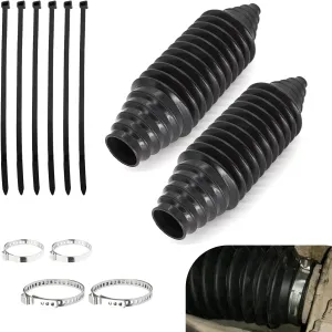 2 PCS Steering Rack Boots, Rack and Pinion Boot Tool with Cable Ties and Clamps, Dustproof Silicone Inner Tie Rod Boot Kit, Universal Modified Accessories for Most Cars (Black)