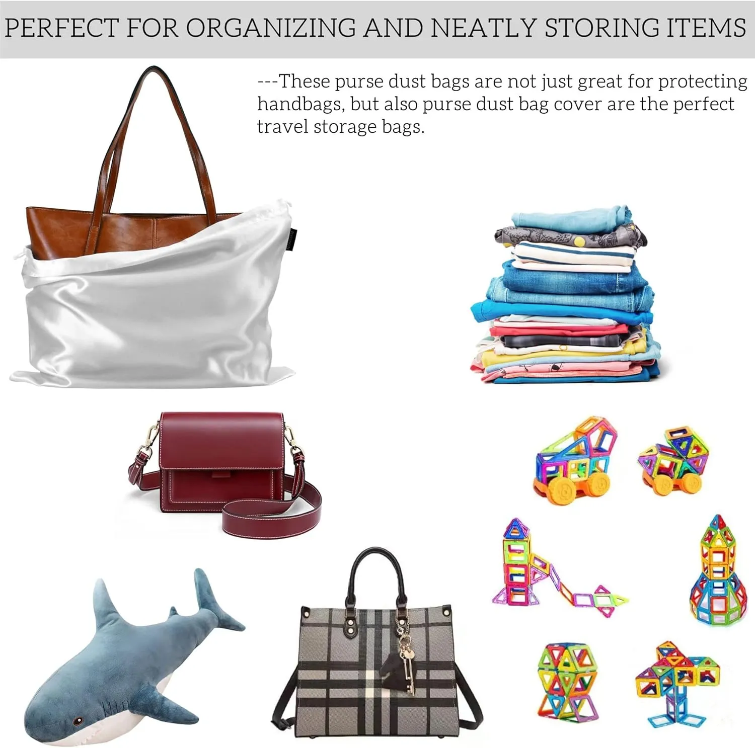 20 Pack Dust Bags for Purses and Handbags, Silk Dust Cover Storage Bags, Travel Storage Pouch Handbags for Purse Shoes Boots