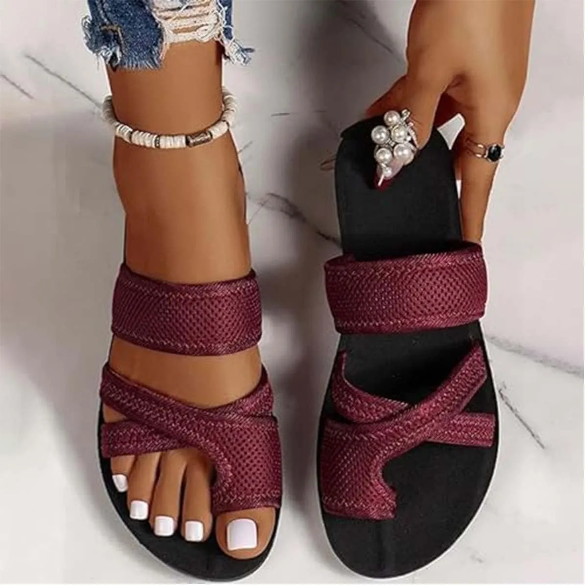 2024women's Hollow Mesh Slide Sandals,Mesh Slide Sandals for women,Arch Support Soft Orthopedic Shoes