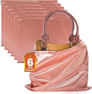 6 Pack Dust Bags for Handbags,Silk Dust Cover Storage Bags with Drawstring,Travel Storage Pouch,Dust Cover Bags for Purses and Handbags,Shoes,Clothes,Boots (Pink, 23.6 × 19.6 inch)