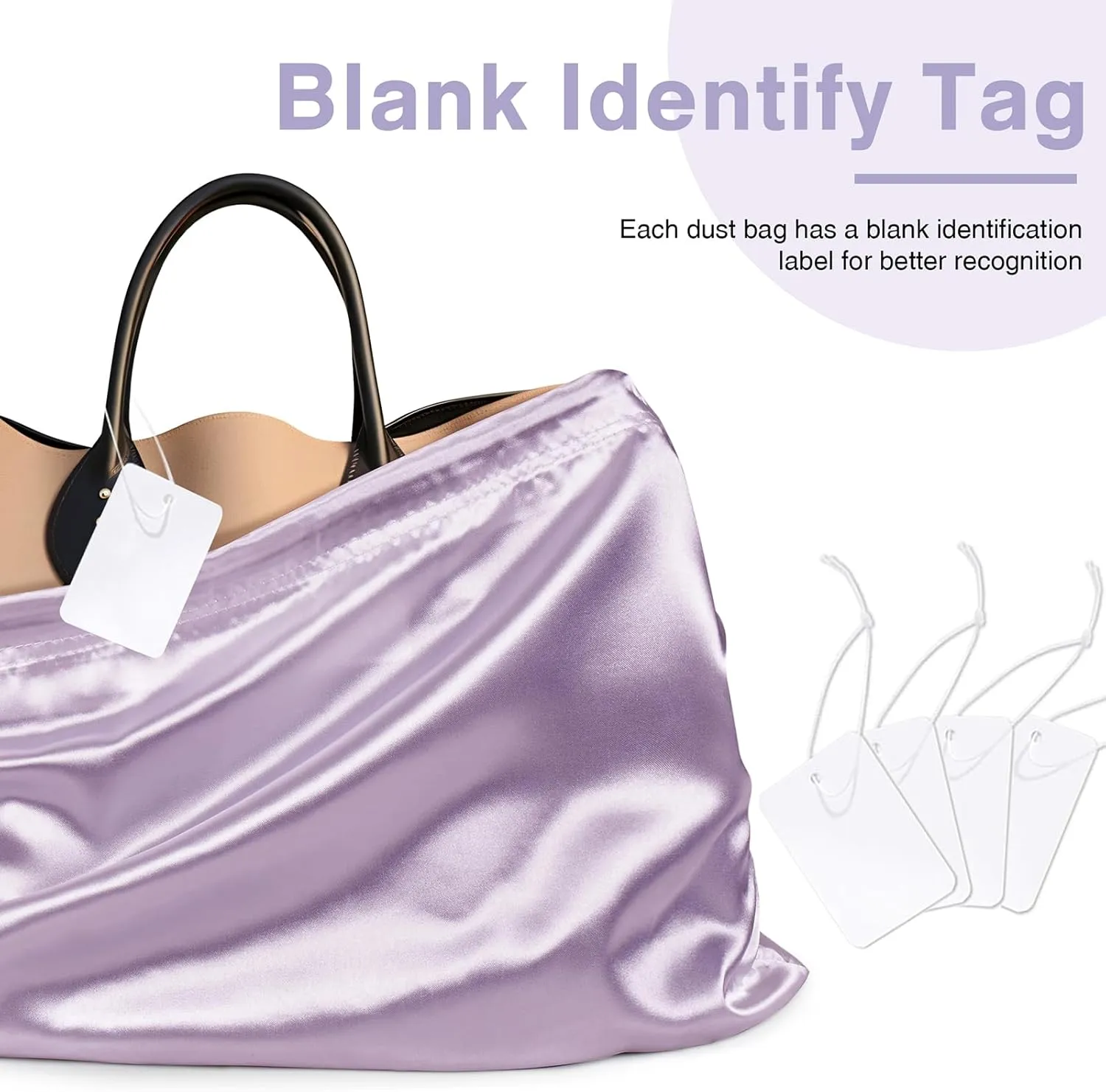 6 Pack Silky Dust Bags for Handbags,Luxury Lavender Satin Dust Cover Bag Silk Drawstring Bag Handbag Protector Travel Storage Pouch for Purse Shoes Boots(19.6 x 15.7 In   23.6 x 19.6 In)