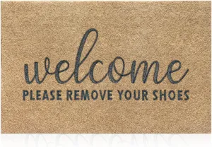 AAZZKANG Please Remove Your Shoes Doormat Non Slip Welcome Outdoor Mats for Home Entrance Easy to Clean Front Door Mat for Indoor,Entryway,Outside,Inside
