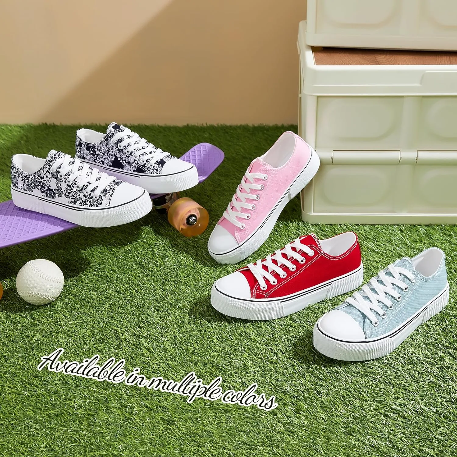 Adokoo Canvas Tennis Shoes for Women Low Top Casual White Black Sneakers for Women Lace Up Fashion Comfortable Walking Shoes