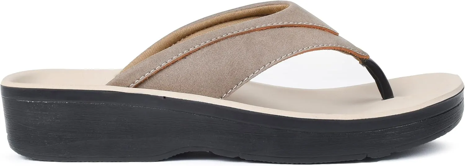 AEROTHOTIC Arch Support Flip Flops for Women Comfortable Cushioned Memory Foam Lined Footbed Outdoor Indoor Dressy Beach Walking Thong Soft Padded Strappy Sandals