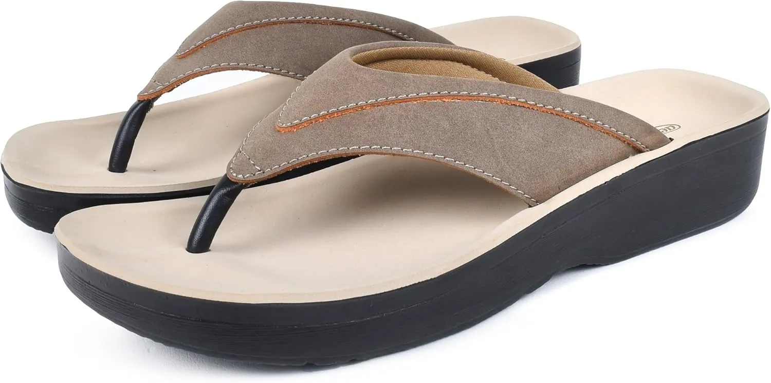 AEROTHOTIC Arch Support Flip Flops for Women Comfortable Cushioned Memory Foam Lined Footbed Outdoor Indoor Dressy Beach Walking Thong Soft Padded Strappy Sandals