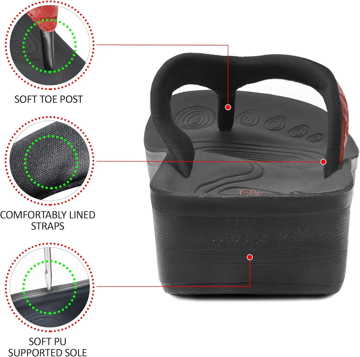 AEROTHOTIC Arch Support Flip Flops for women Stylish Cushioned Padded Straps with Soft Toe Post Slip on Footwear Dressy Travel Recovery Outdoor Comfortable Walking Women Sandals