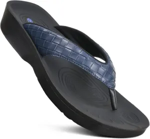 AEROTHOTIC Arch Support Flip Flops for women Stylish Cushioned Padded Straps with Soft Toe Post Slip on Footwear Dressy Travel Recovery Outdoor Comfortable Walking Women Sandals