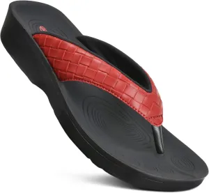 AEROTHOTIC Arch Support Flip Flops for women Stylish Cushioned Padded Straps with Soft Toe Post Slip on Footwear Dressy Travel Recovery Outdoor Comfortable Walking Women Sandals