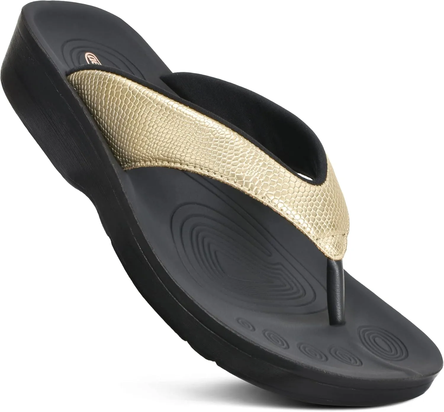 AEROTHOTIC Arch Support Flip Flops for women Stylish Cushioned Padded Straps with Soft Toe Post Slip on Footwear Dressy Travel Recovery Outdoor Comfortable Walking Women Sandals
