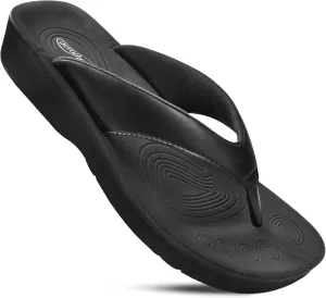 AEROTHOTIC Arch Support Flip Flops for women Stylish Cushioned Padded Straps with Soft Toe Post Slip on Footwear Dressy Travel Recovery Outdoor Comfortable Walking Women Sandals