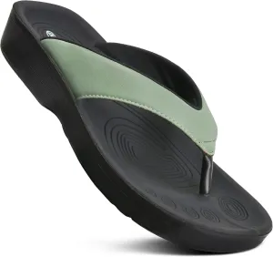 AEROTHOTIC Arch Support Flip Flops for women Stylish Cushioned Padded Straps with Soft Toe Post Slip on Footwear Dressy Travel Recovery Outdoor Comfortable Walking Women Sandals