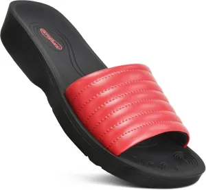 AEROTHOTIC Womens Slides Slip On Recovery Footwear Plantar Fasciitis Slides for Women with Arch Support Yoga Mat Indoor Outdoor Walking Ladies Soft Padded Dressy Non Slip Foodbed Beach Sandals Women