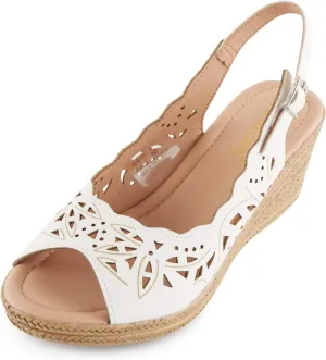 Alexis Leroy Wedge Heel Cut-Out Vamp Peep Toe Slingback Women's Sandals