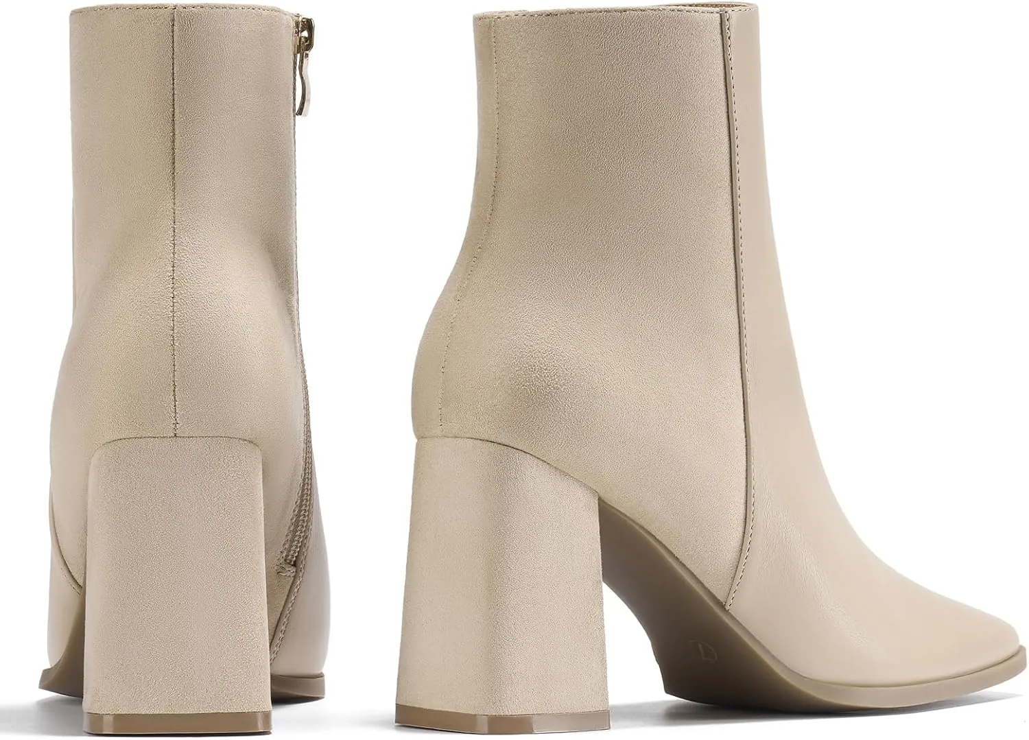 ALICEPUB Women's Ankle Boots Chunky Heel Booties Leather & Suede Dress Booties Square Toe Boots with Side Zipper
