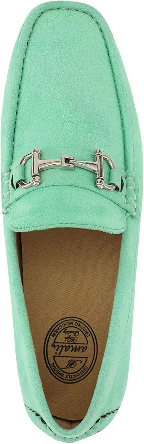 Amali Walken Men's Casual Slip-On Loafers, Driving Moccasin Shoes for Men with Silver Buckle, Available in Plush Microfiber and PU Leather
