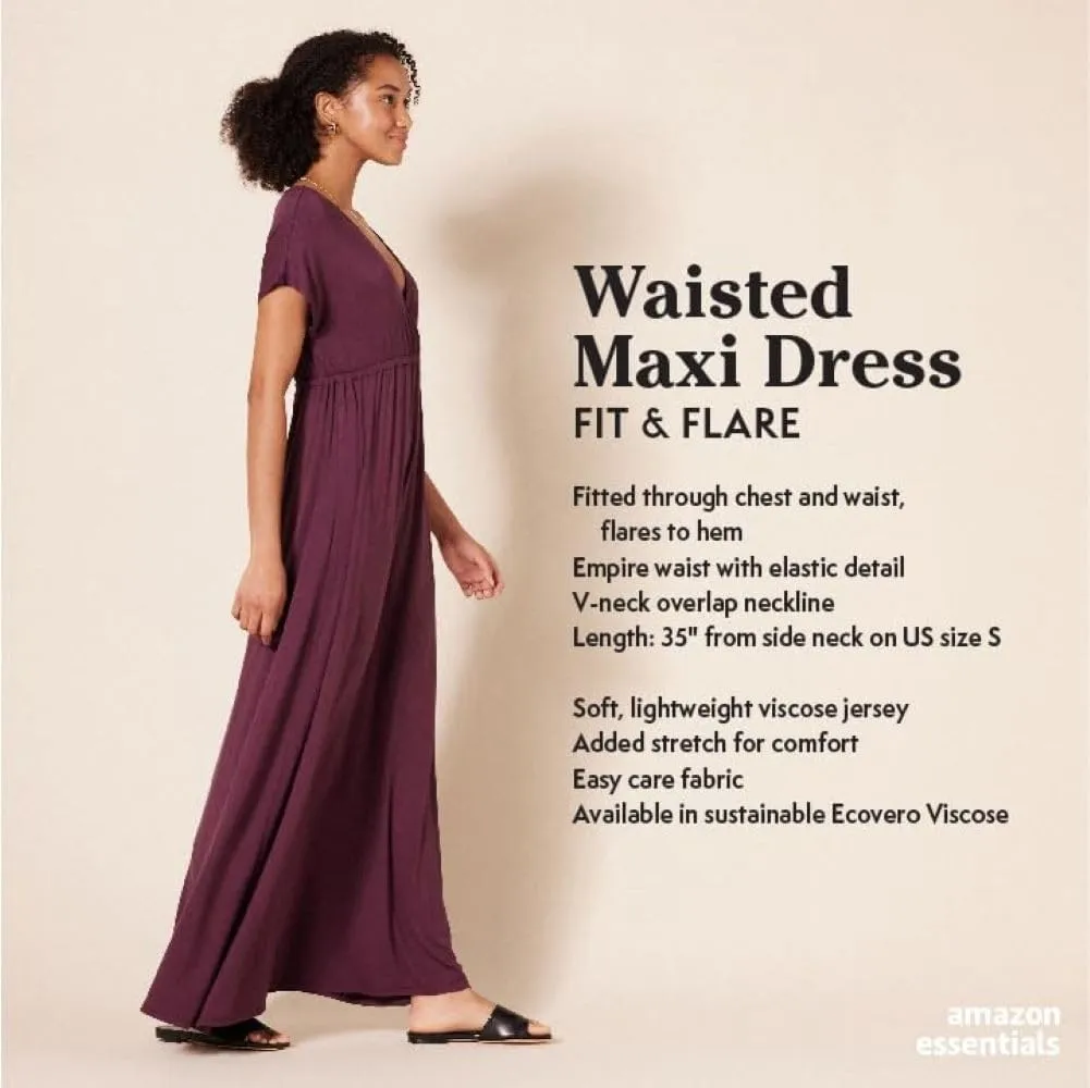 Amazon Essentials Women's Waisted Maxi Dress (Available in Plus Size)