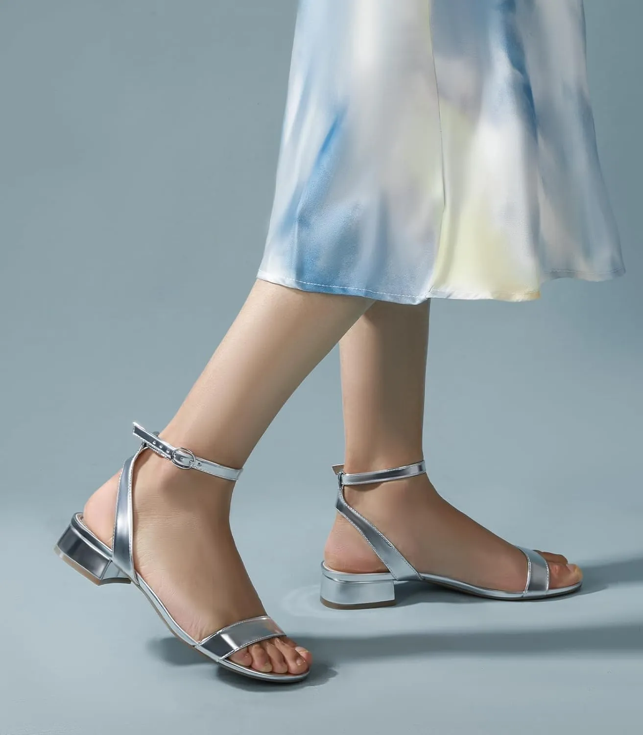 Ankis Black Nude White Red Women Sandals Comfortable Walking Strappy Open Toe Sandals for Women Dressy Summer 1 Inch Low block Heel Flat Adjustable Ankle Strap Wide Available Shoes 2024