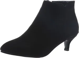 Ankle Boots for Women Low Heel Pointed Toe V Cut Kitten Heels Leather Booties Side Zipper Dress Shoes Office Booties