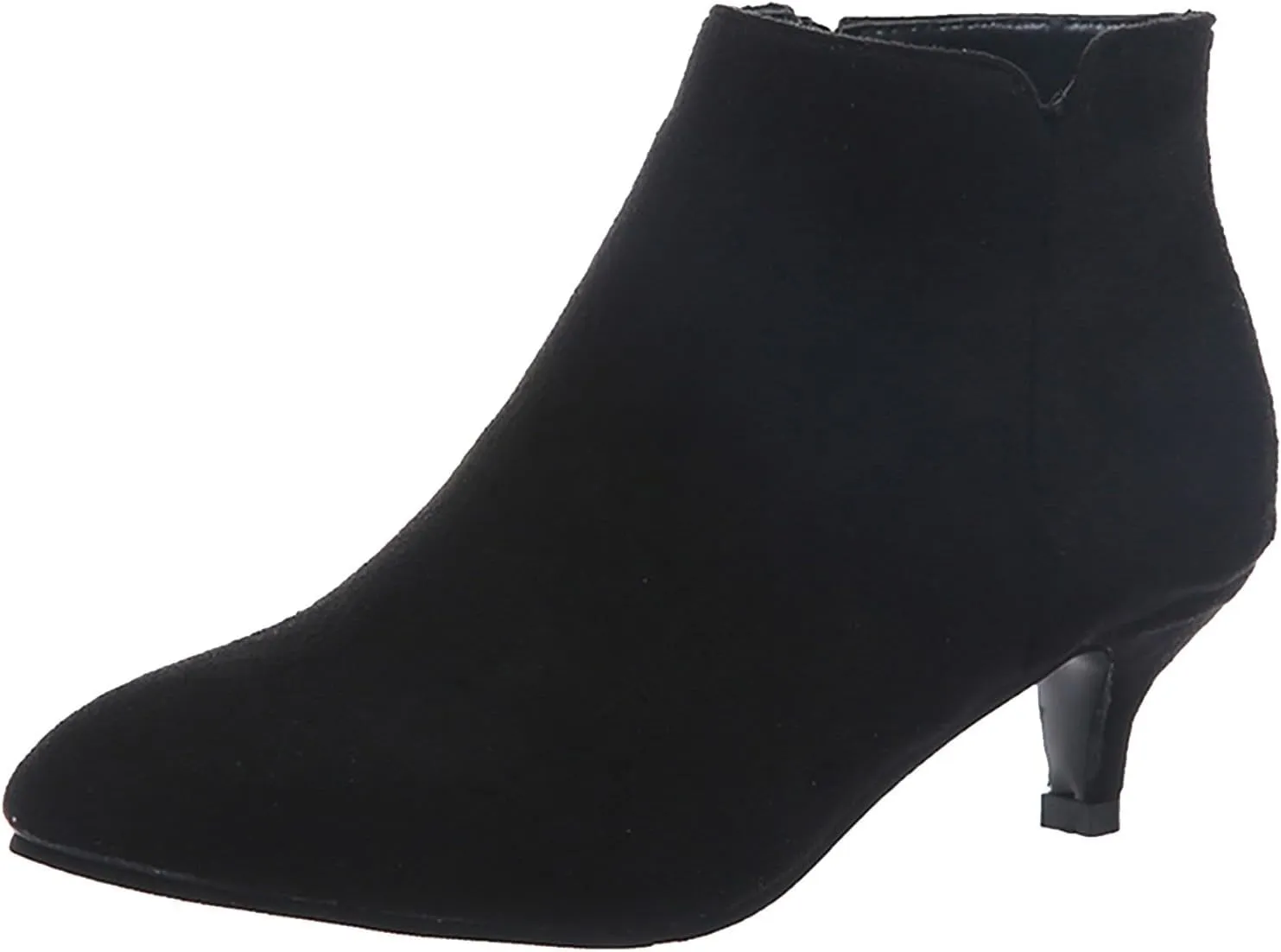 Ankle Boots for Women Low Heel Pointed Toe V Cut Kitten Heels Leather Booties Side Zipper Dress Shoes Office Booties