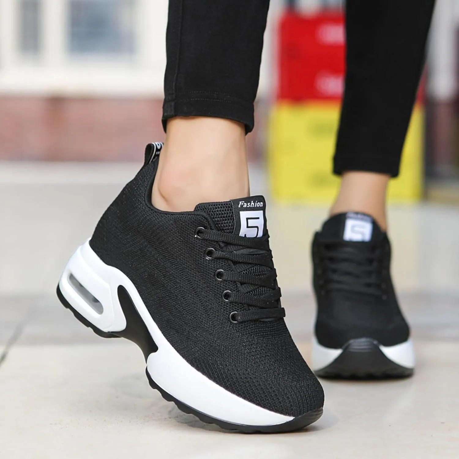 AONEGOLD Women's Wedge Sneakers Inner Heightening Walking Shoes Fashion Breathable Lightweight Air Cushion Casual Sneakers