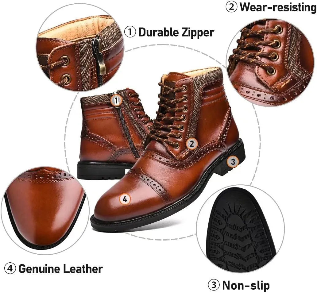 Arkbird Mens Chelsea Boots, Stylish and Comfort Leather Chukka Ankle Boots with Zipper