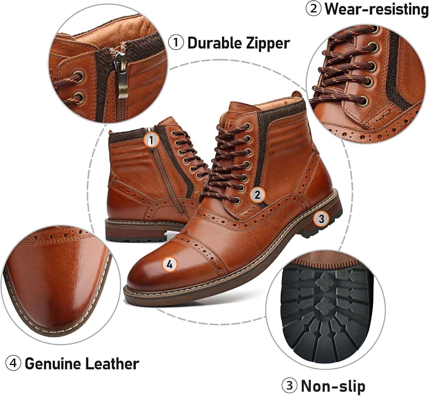 Arkbird Mens Chelsea Boots, Stylish and Comfort Leather Chukka Ankle Boots with Zipper