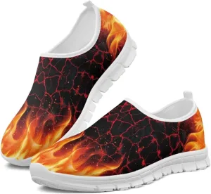 Art Pattern Walking Shoes for Women Slip On Casual Mesh Loafers Lightweight Comfort Ladies Fashion Sneaker for Outdoors Black US Size 5.5-11.5