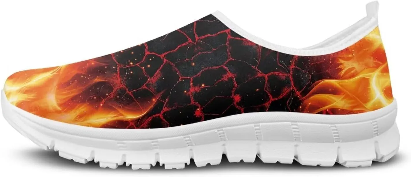 Art Pattern Walking Shoes for Women Slip On Casual Mesh Loafers Lightweight Comfort Ladies Fashion Sneaker for Outdoors Black US Size 5.5-11.5