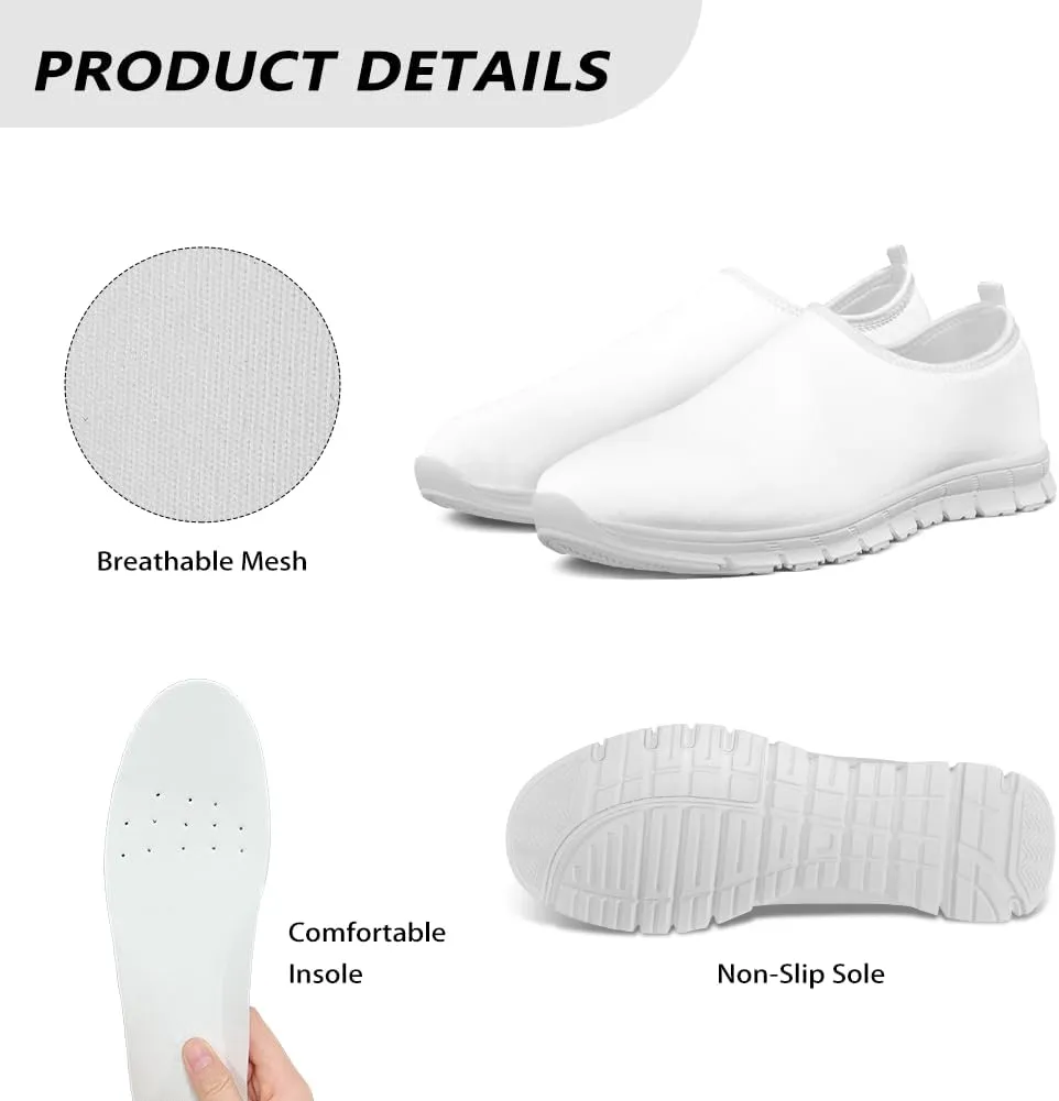 Art Pattern Walking Shoes for Women Slip On Casual Mesh Loafers Lightweight Comfort Ladies Fashion Sneaker for Outdoors Black US Size 5.5-11.5