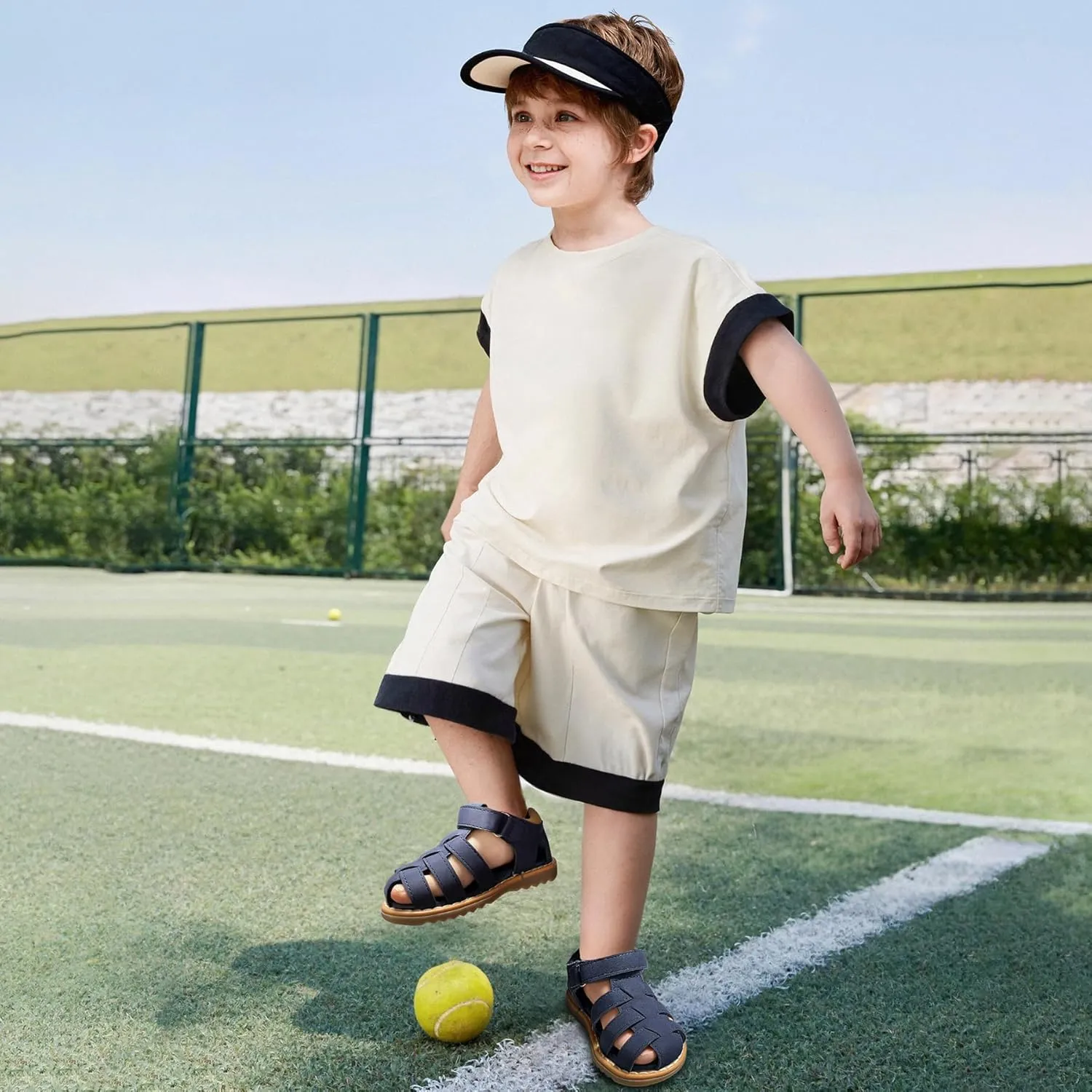 Baby Boys Girls Closed Toe Summer Sandals Lightweight Non-Slip Soft Sole Leather Athletic Sandals Outdoor Toddler First Walking Shoes