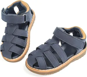 Baby Boys Girls Closed Toe Summer Sandals Lightweight Non-Slip Soft Sole Leather Athletic Sandals Outdoor Toddler First Walking Shoes