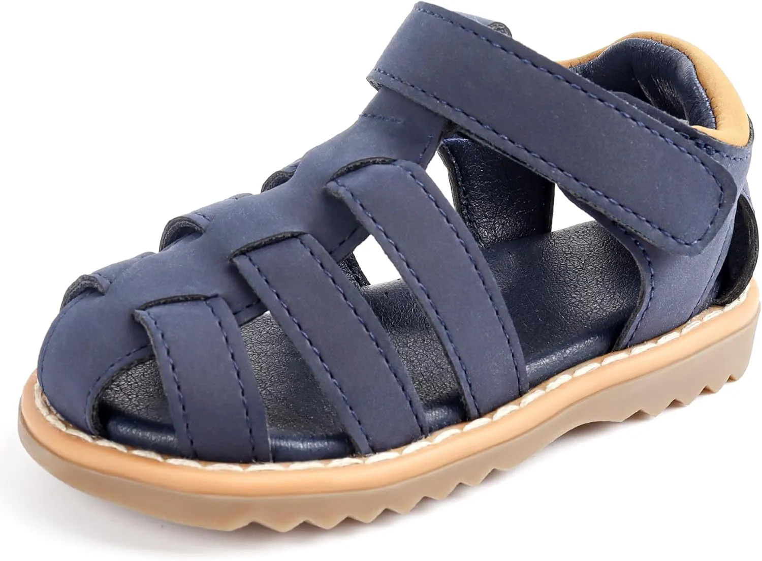 Baby Boys Girls Closed Toe Summer Sandals Lightweight Non-Slip Soft Sole Leather Athletic Sandals Outdoor Toddler First Walking Shoes