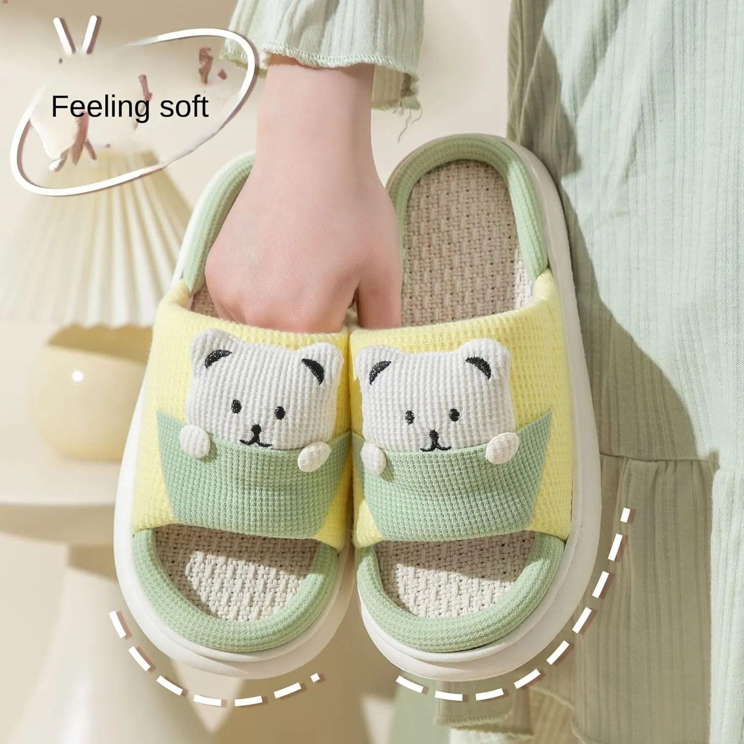 Bear Slippers Women's Cute Home Slippers Room Bear Cotton Sandals Home Use Cute Indoor Outdoor Soft Slippers
