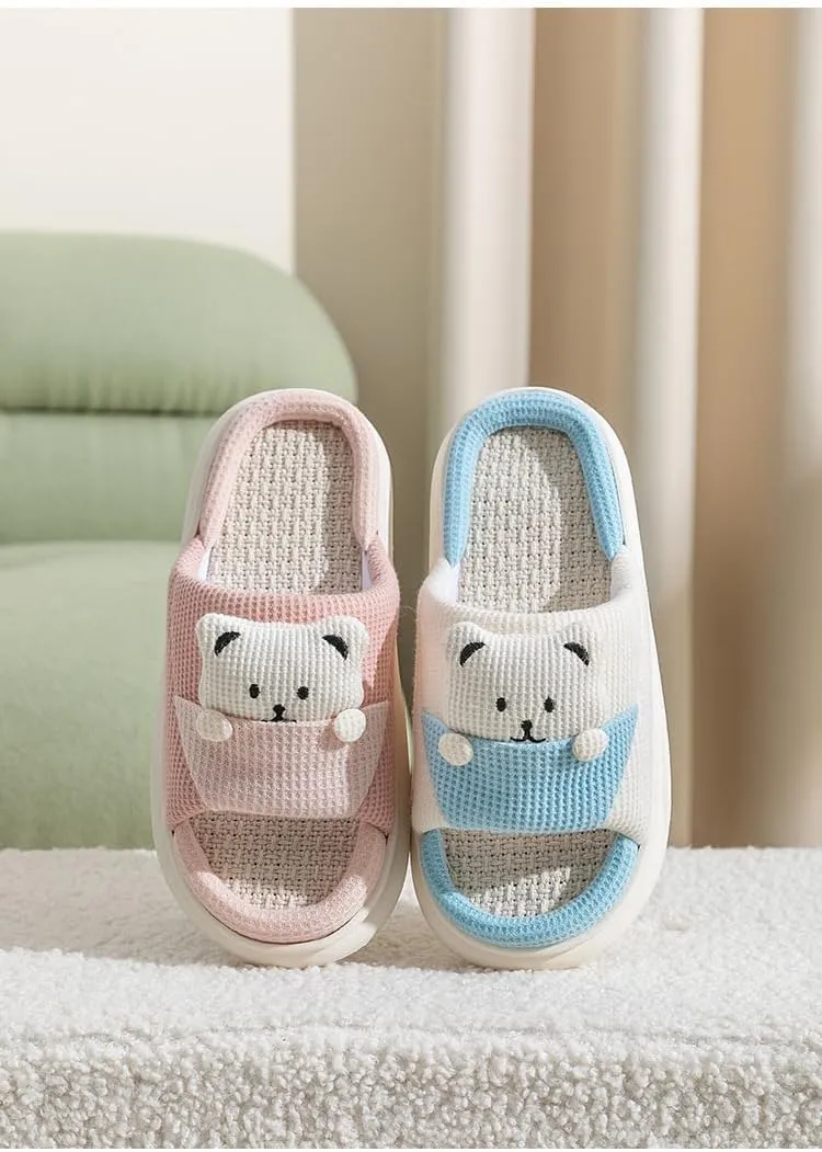 Bear Slippers Women's Cute Home Slippers Room Bear Cotton Sandals Home Use Cute Indoor Outdoor Soft Slippers
