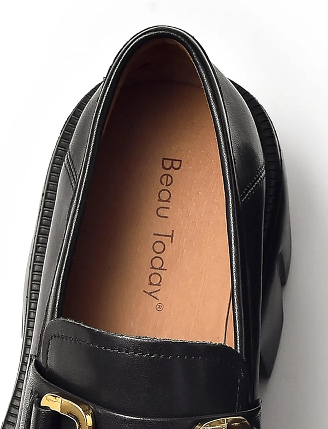 BEAU TODAY Chunky Loafers Women,Platform Loafers for Women,Lug Sole Slip On Leather Classic Penny Shoes,Comfortable Office Work Business Casual Dress Shoes