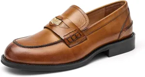 BEAU TODAY Flat Loafers for Women, Women’s Leather Penny Loafers, Slip-on Flats for Women, Comfortable Dressy Business Casual Office Non-Slip Round Toe Loafers