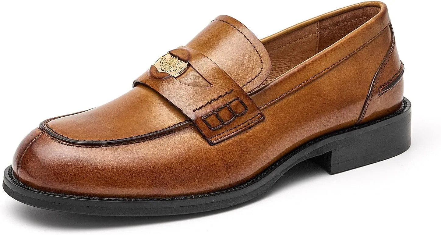 BEAU TODAY Flat Loafers for Women, Women’s Leather Penny Loafers, Slip-on Flats for Women, Comfortable Dressy Business Casual Office Non-Slip Round Toe Loafers