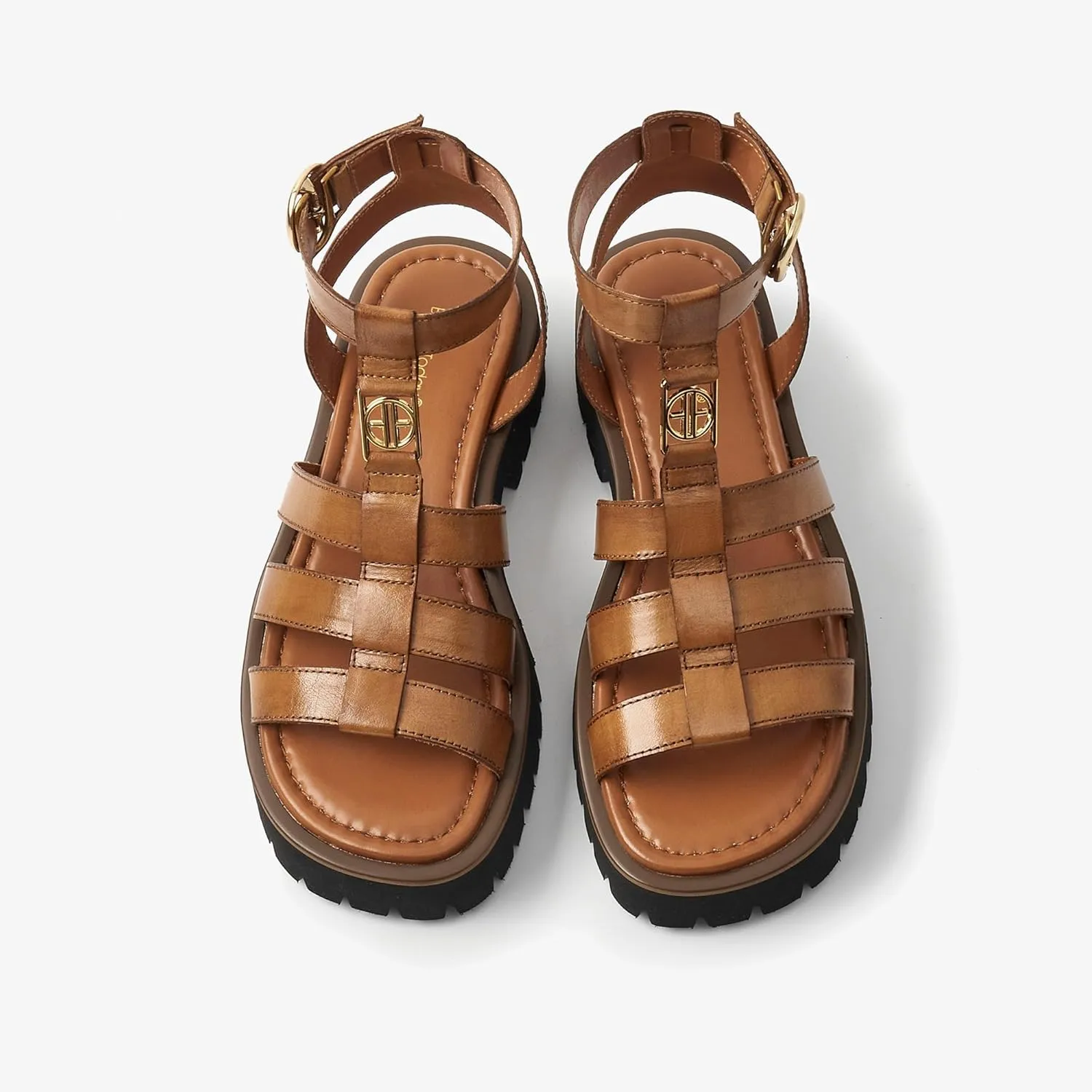 BEAU TODAY Women's Platform Fisherman Sandals, Chunky Gladiator Sandals for Women, Casual Open Toe Leather Sandals, Comfortable Lightweight Dressy Sandals with Ankle Buckle