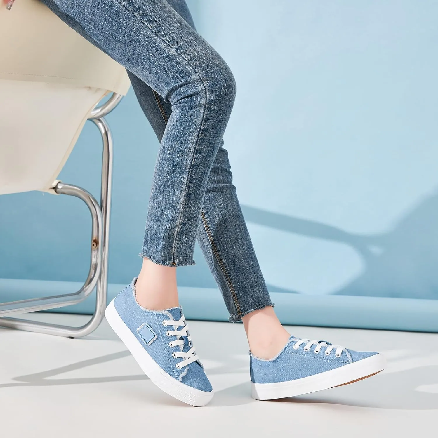 BENPAO Women's White Canvas Shoes Black Canvas Fashion Sneakers for Women Comfortable Casual Tennis Shoes Low Top Walking Shoes