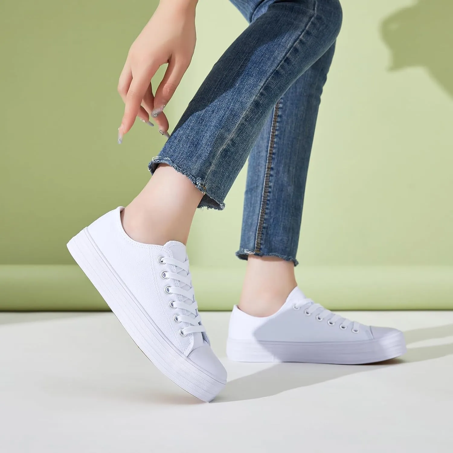 BENPAO Womens White Canvas Sneakers Casual Tennis Shoes for Women Black Fashion Sneakers Comfortable Low Top Walking Shoes