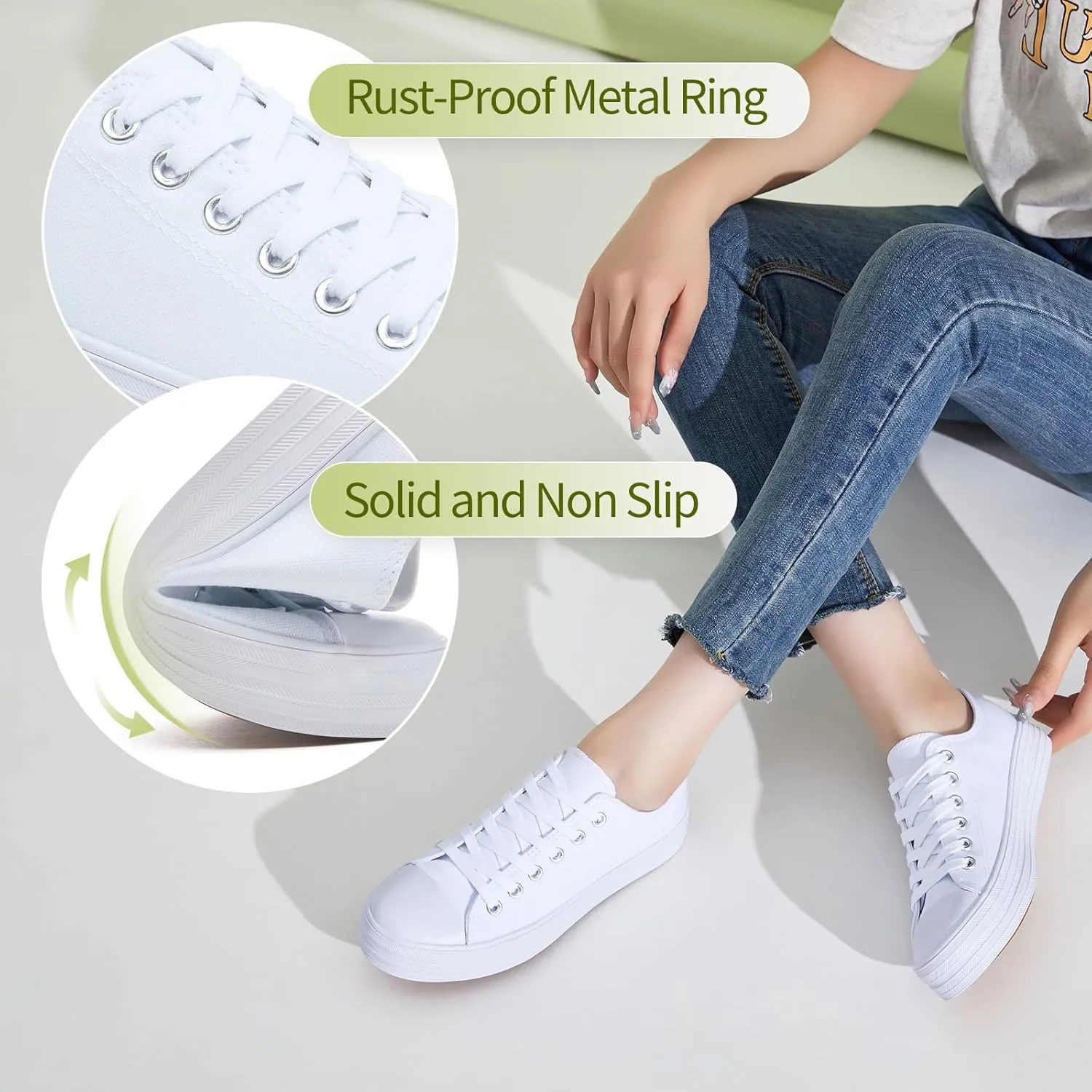 BENPAO Womens White Canvas Sneakers Casual Tennis Shoes for Women Black Fashion Sneakers Comfortable Low Top Walking Shoes