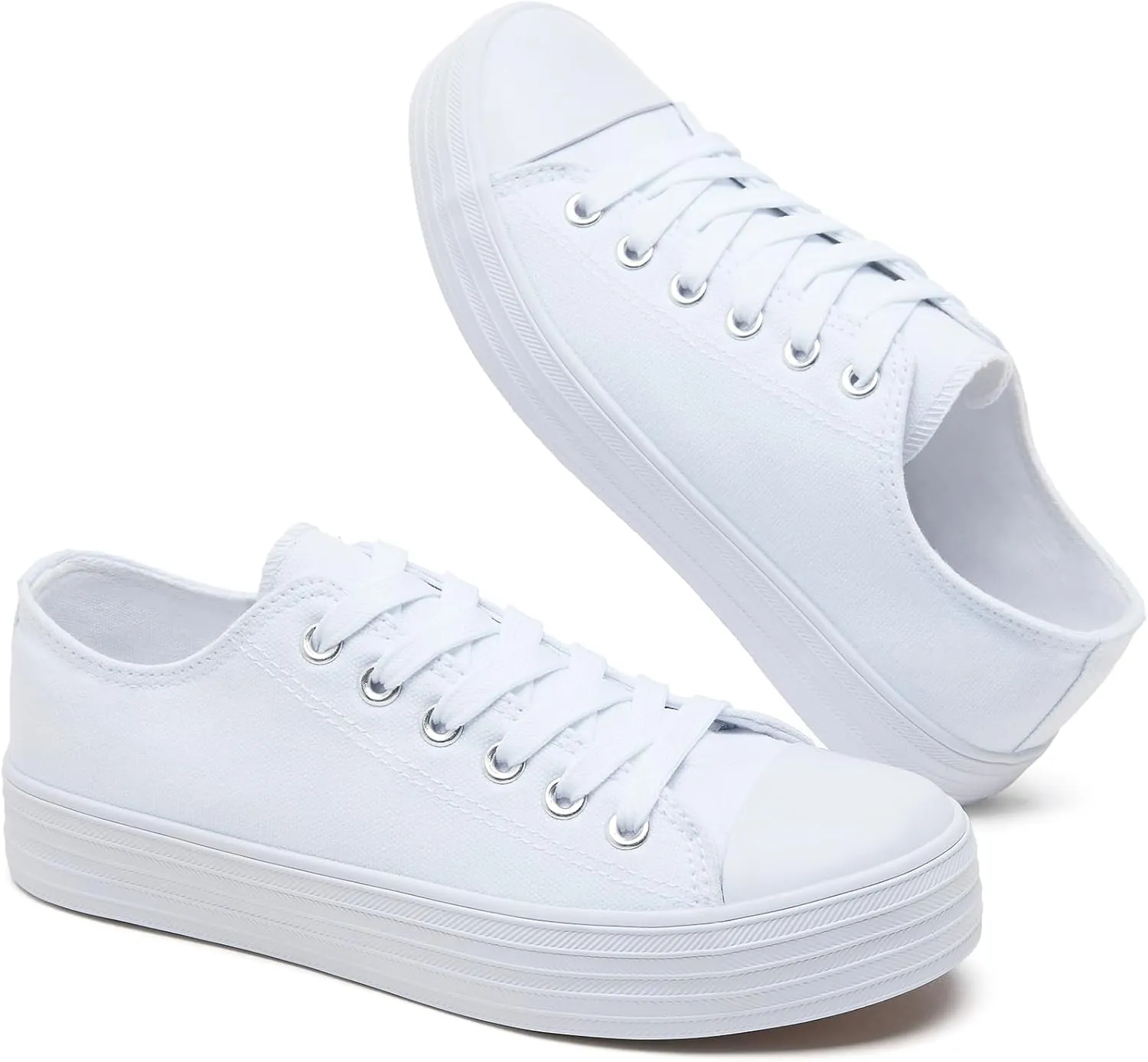 BENPAO Womens White Canvas Sneakers Casual Tennis Shoes for Women Black Fashion Sneakers Comfortable Low Top Walking Shoes