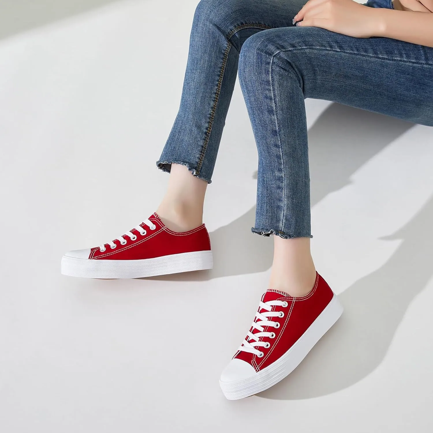 BENPAO Womens White Canvas Sneakers Casual Tennis Shoes for Women Black Fashion Sneakers Comfortable Low Top Walking Shoes