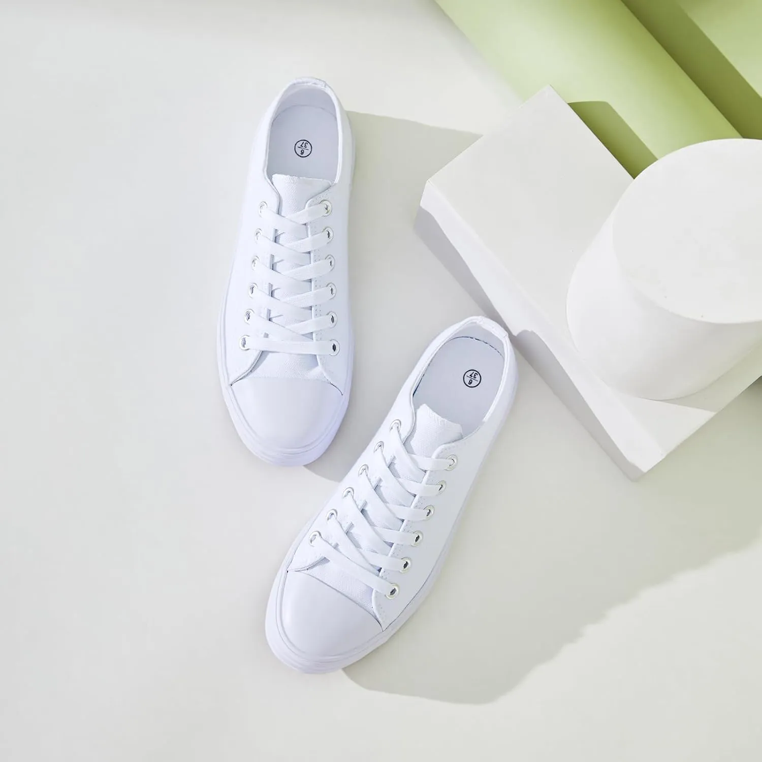 BENPAO Womens White Canvas Sneakers Casual Tennis Shoes for Women Black Fashion Sneakers Comfortable Low Top Walking Shoes