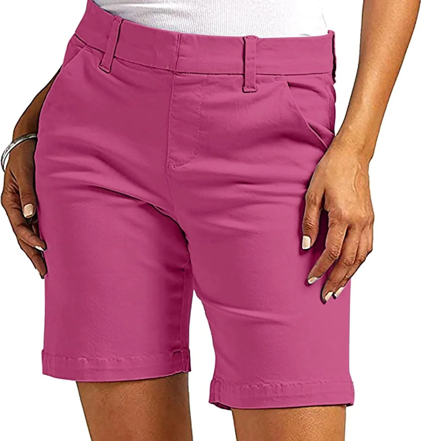 Bermuda Shorts for Women Casual Summer Straight Leg High Waist Chino Shorts Trendy 2025 Beach Vacation Outfits